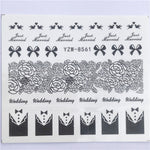 YZWLE 32 Styels Beauty DIY Black Lace Flower Sticker Nail Art Decals for Women Tips Water Transfer Accessory