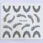 YZWLE 32 Styels Beauty DIY Black Lace Flower Sticker Nail Art Decals for Women Tips Water Transfer Accessory
