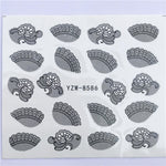 YZWLE 32 Styels Beauty DIY Black Lace Flower Sticker Nail Art Decals for Women Tips Water Transfer Accessory