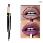 Pudaier 2 In 1 Double Head Lip Liner Pencil 1Pc Matte Waterproof Sexy Red Pigment Lasting Non-stick Cup Makeup Beauty Lips TSLM1