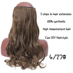 SHANGKE Hair 24'' Long Straight Women Clip in Hair Extensions Black Brown High Tempreture Synthetic Hair Piece