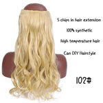 SHANGKE Hair 24'' Long Straight Women Clip in Hair Extensions Black Brown High Tempreture Synthetic Hair Piece