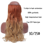 SHANGKE Hair 24'' Long Straight Women Clip in Hair Extensions Black Brown High Tempreture Synthetic Hair Piece