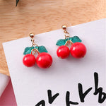 hot red Cherry earrings eardrop Sweet fruit fresh cherry eardrop female fashion youth beautiful girl students earrings for women