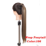 AOSI Straight Clip In Hair Tail False Hair 24" Ponytail Hairpiece With Hairpins Synthetic Pony Tail Hair Extensions For Women