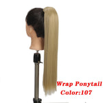 AOSI Straight Clip In Hair Tail False Hair 24" Ponytail Hairpiece With Hairpins Synthetic Pony Tail Hair Extensions For Women