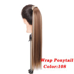 AOSI Straight Clip In Hair Tail False Hair 24" Ponytail Hairpiece With Hairpins Synthetic Pony Tail Hair Extensions For Women