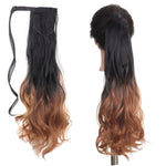 AOOSOO 24 inch Silky Straight Synthetic Clip in Drawstring Ponytail Hairpieces for Women Hair Extension High Temperature Fiber