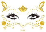 2019 New Gold Face Temporary Tattoo Waterproof Blocked Freckles Makeup Stickers Eye Decal Wholesale