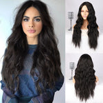 AISI HAIR Long Wavy Ombre Blonde Wig Platinum Blonde Synthetic Wigs for African American Women Two Tone Natural Middle Part Wig