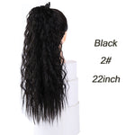 AILIADE 22inches High Temperature Fiber Hairpieces Long Curly Synthetic Drawstring Clip Ponytail Hair Extensions for Women