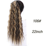 AILIADE 22inches High Temperature Fiber Hairpieces Long Curly Synthetic Drawstring Clip Ponytail Hair Extensions for Women