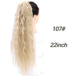 AILIADE 22inches High Temperature Fiber Hairpieces Long Curly Synthetic Drawstring Clip Ponytail Hair Extensions for Women