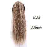 AILIADE 22inches High Temperature Fiber Hairpieces Long Curly Synthetic Drawstring Clip Ponytail Hair Extensions for Women