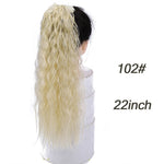 AILIADE 22inches High Temperature Fiber Hairpieces Long Curly Synthetic Drawstring Clip Ponytail Hair Extensions for Women